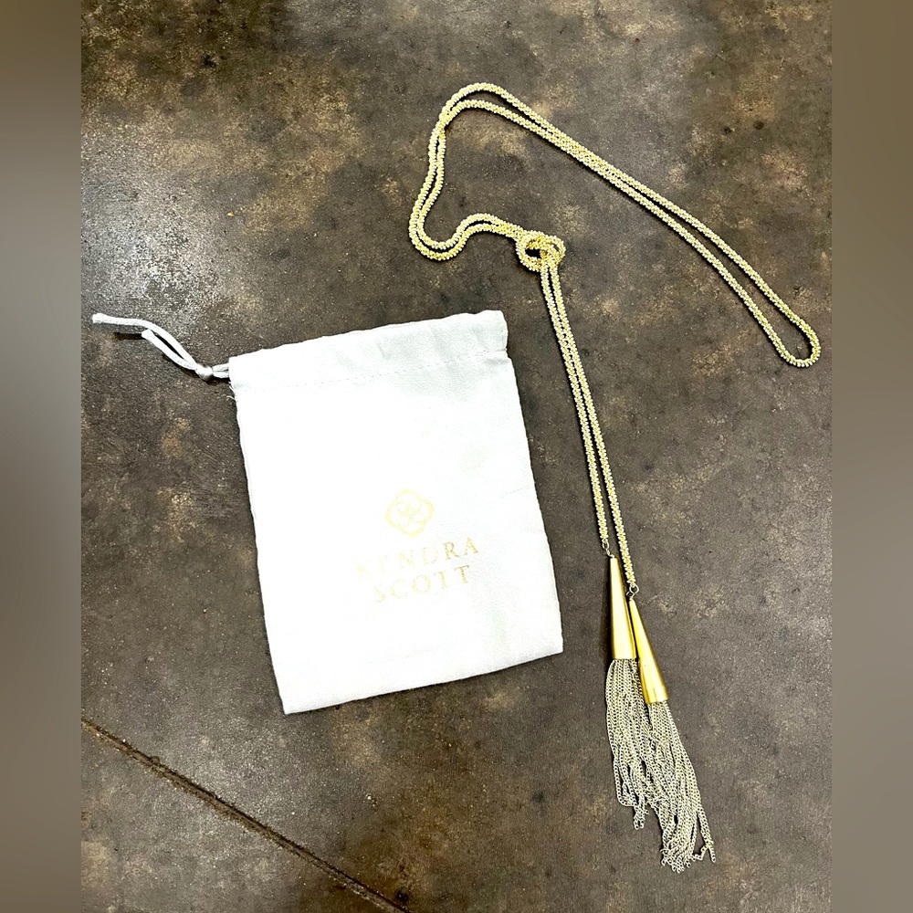Kendra Scott, gold chain and tassels. Adjustable length.